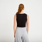 Débardeur col rond activewear noir femme