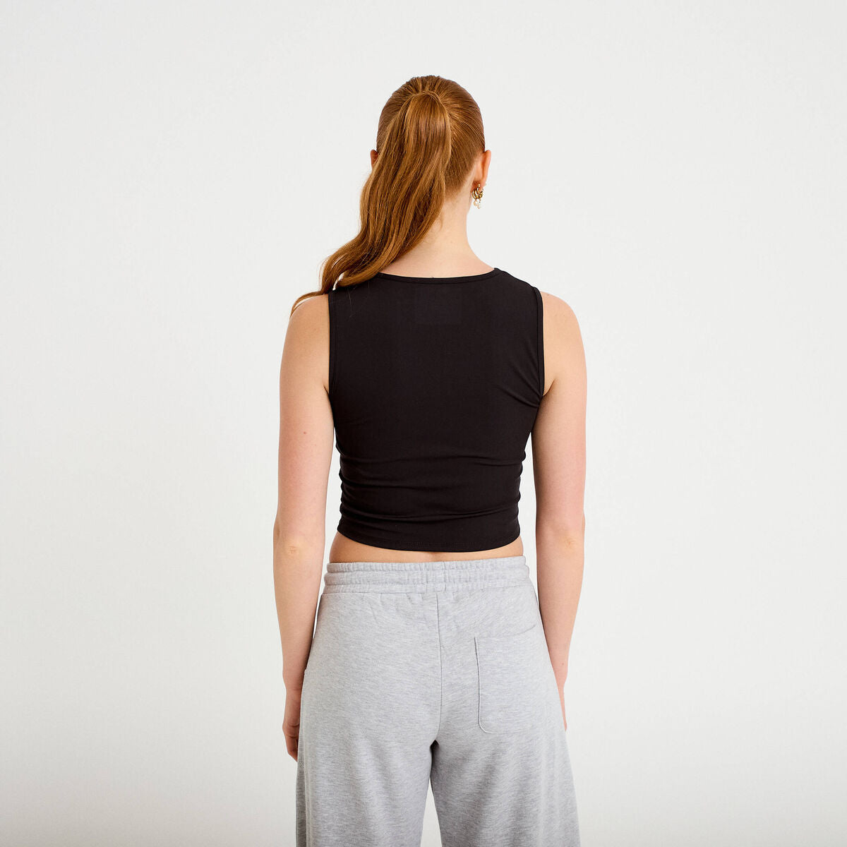 Débardeur col rond activewear noir femme
