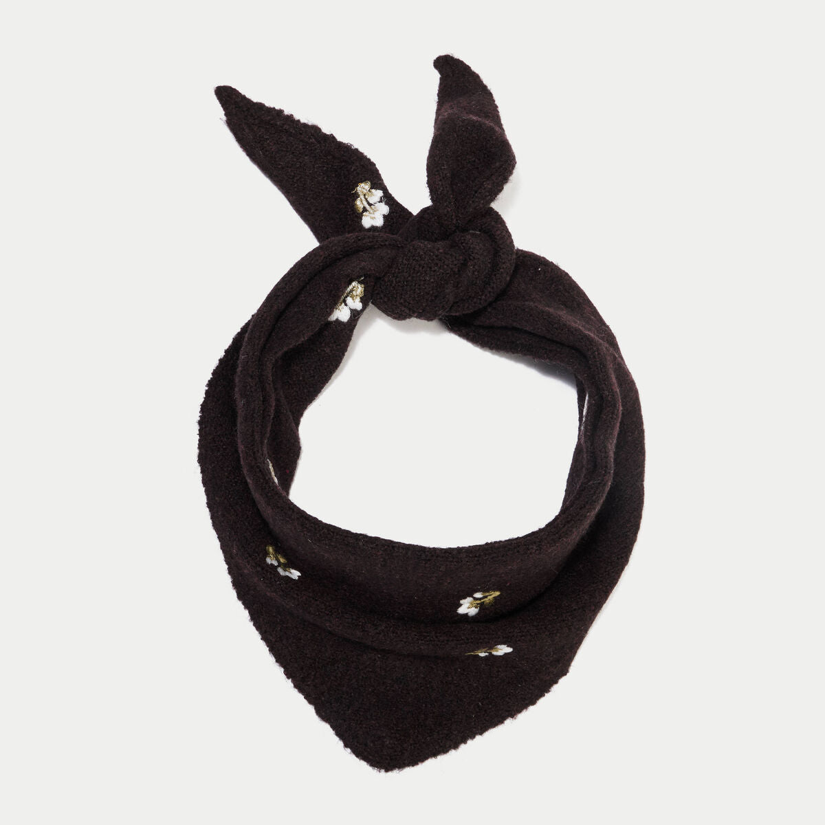 Foulard avec broderie marron foncé femme