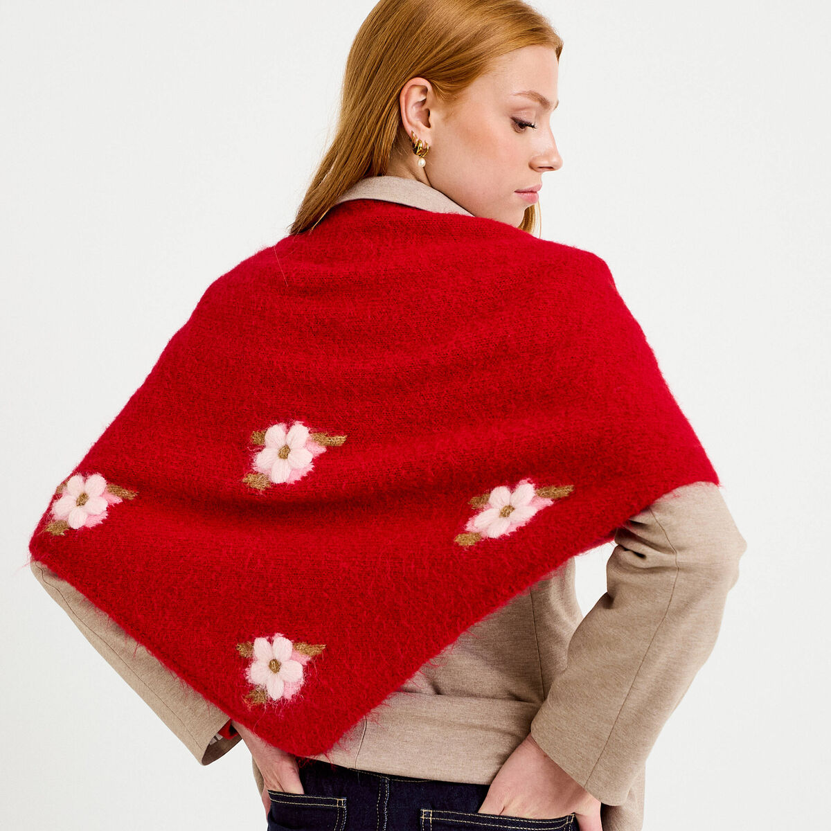 Écharpe fluide rouge femme