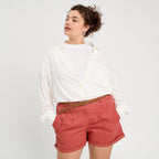 Short chino ceinturé vieux rose femme