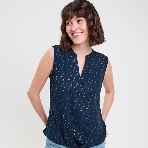 Blouse sans manches bleu marine femme