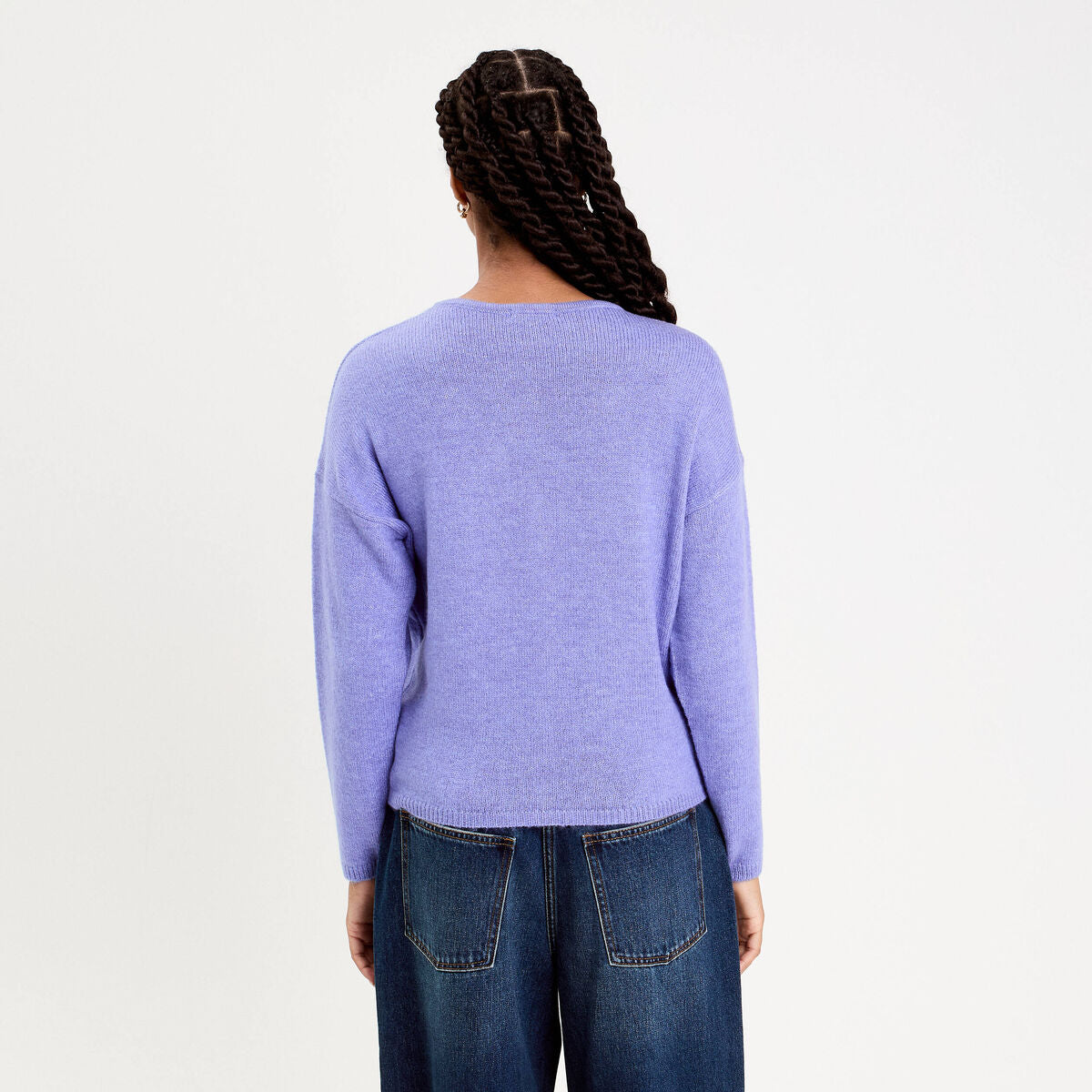 Gilet boutonné avec col en V bleu violet femme