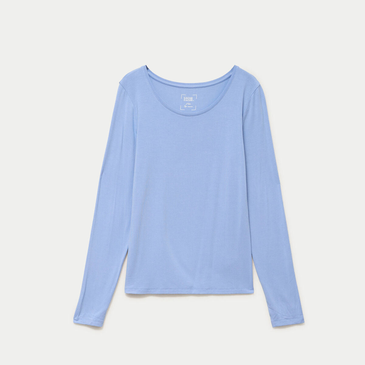T-shirt uni à manches longues bleu ciel femme