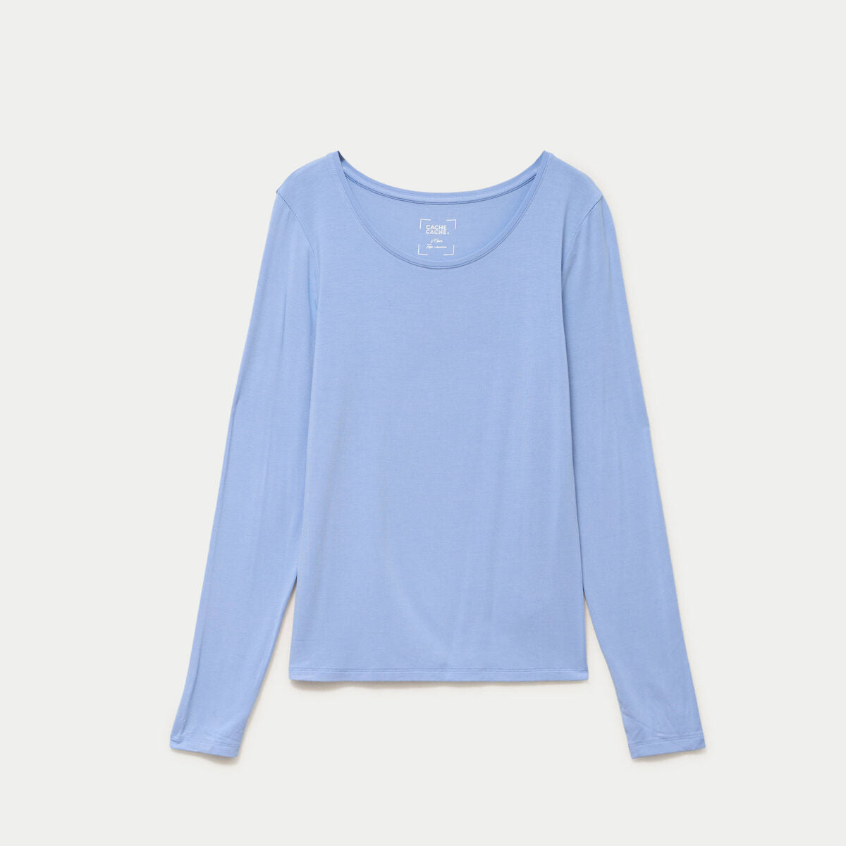 T-shirt uni à manches longues bleu ciel femme
