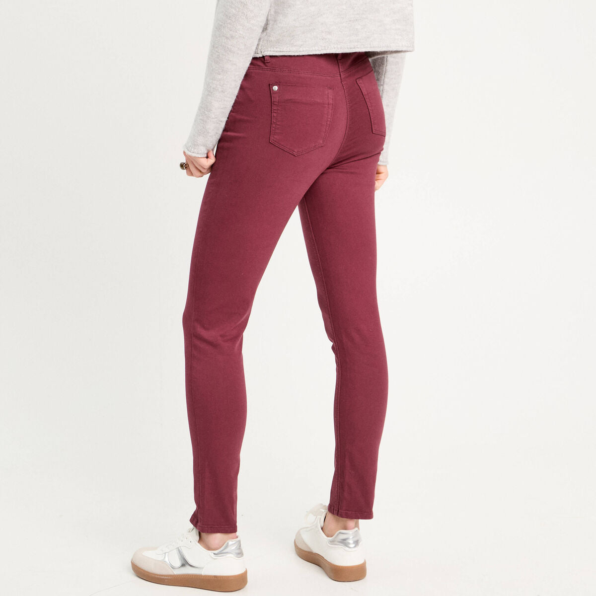 Jeans slim 5 poches violet foncé femme
