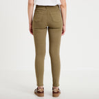 Jeans slim 5 poches vert kaki femme