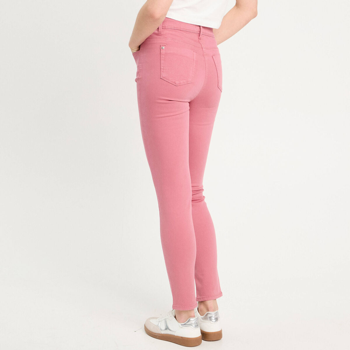 Jeans slim 5 poches vieux rose femme