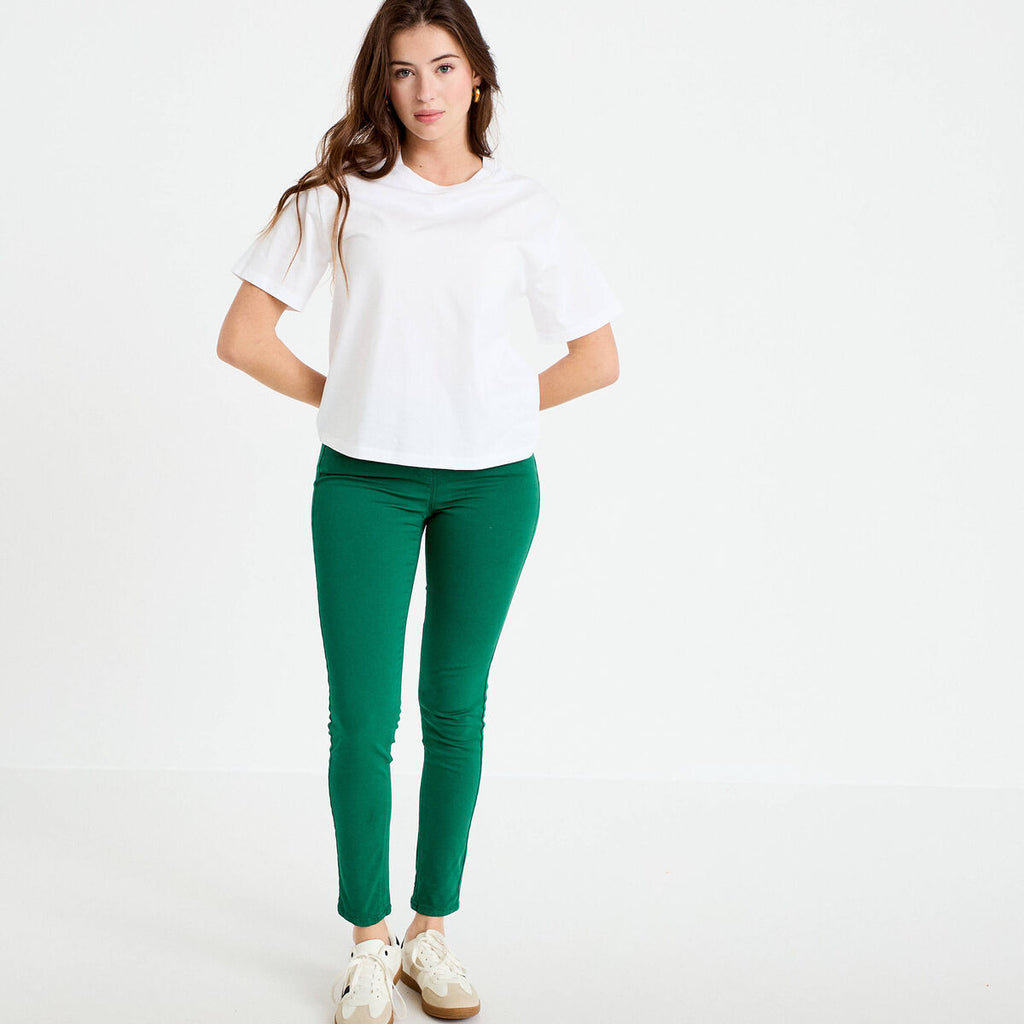 Jeans slim 5 poches vert émeraude femme