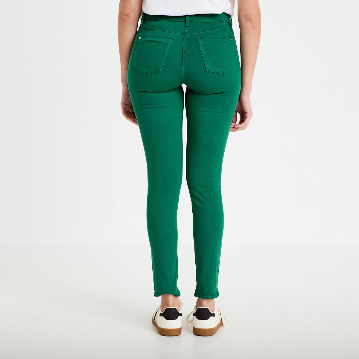 Jeans slim 5 poches vert émeraude femme