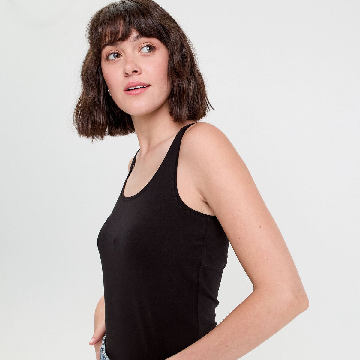 Débardeur bretelles larges noir femme